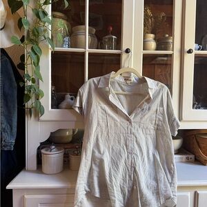 Anthropologie Striped Gray Button-Up Shirt